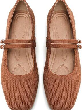 Womens Woven Ballet Flats, Foldable Mary Jane Shoes for Casual Wear